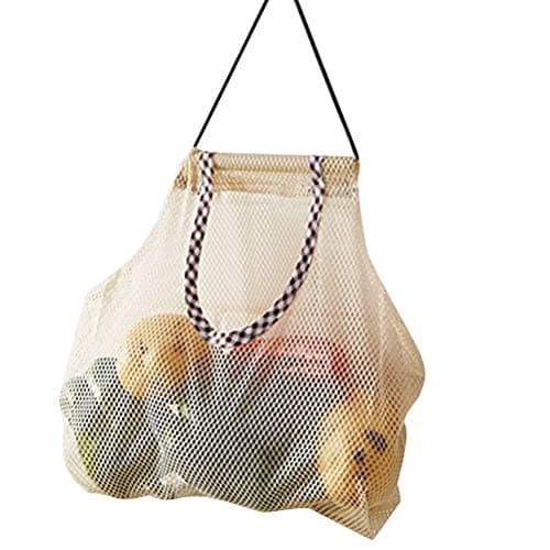 Yunobi Hanging Mesh Storage Bags Space Saver Organizer Fruit Storage for Kitchen Bathroom Mesh Wall Mount Hanging Bag 2pcs — view 3
