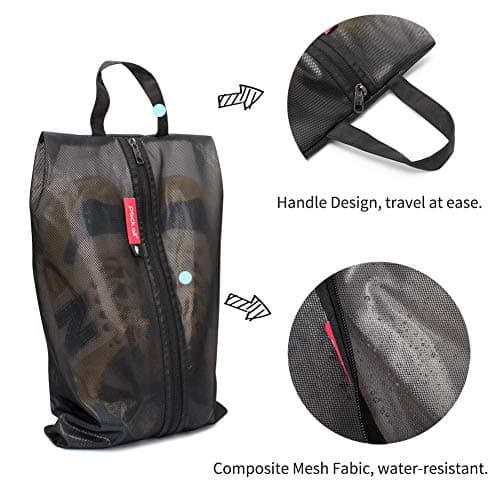 pack all Shoe Bags for Travel, Water Resistant Shoe Pouch Organizer, Black — view 6