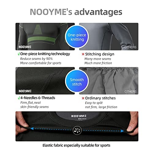 NOOYME Men's Thermals Base Layers Ski Compression Top & Bottoms Set — view 4