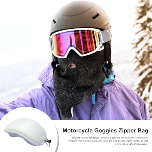 Generic Black Ski Goggle Case - Rainproof Zipper Bag, Compact & Lightweight Travel Carrying PU Case For Ski Accessories — view 3
