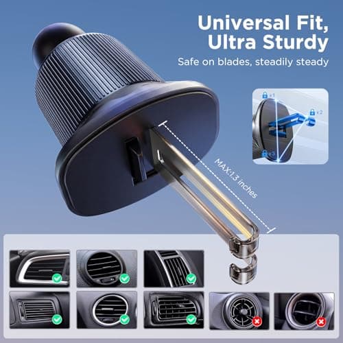 Miracase Magnetic Car Phone Holder for Air Vent, 360° Rotatable Phone Holder for Cars, [Durable Hook Clip & Super-strong Magnetic Attraction] Fit for iPhone 17 Pro Max Air 16 15 14 13 12 — view 6