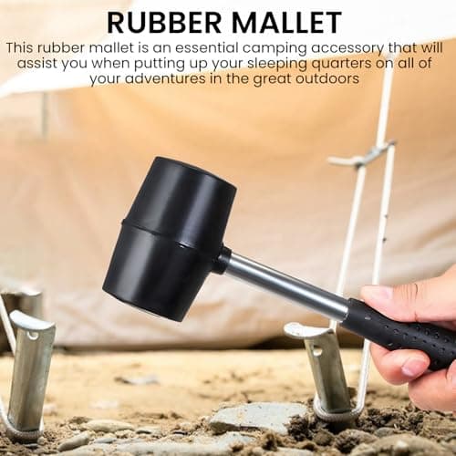 YCLFHOO Rubber Mallet,12oz Camping Hammer with Sturdy Handle,26 * 8cm Tent Peg Mallet for Tents/Canopies/Camping/Outdoors — view 3