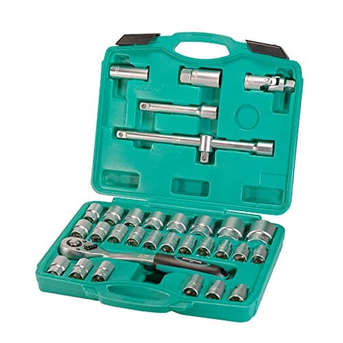 WIESEMANN 1893 Socket Wrench Set 32 pcs with Spark Plug Insert I 1/2" with Ratchet & Adapter I Socket Wrench Inserts I 80096