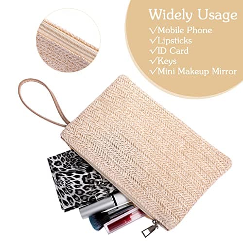 Molain Womens Straw Clutch Handbag - Bohemian Summer Beach Woven Purse With Zipper - Sea Wristlet for Women Girls — view 5