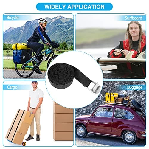 jind 6Pcs Tie Down Straps, 3m*25mm Heavy Duty Tension Belts, Adjustable Lashing Straps Ratchet 250kg(550lbs), Luggage with Buckle for Motorcycles Trucks Cargo Vans Trailer(Black) — view 6