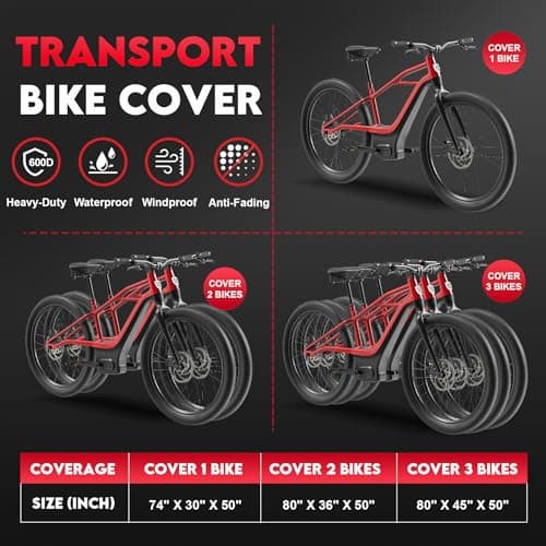 Zettum Bike Cover for Transport 2 Bike - 600D Travel Bike Covers for 2 Bikes on Rear Bike Rack Waterproof & Heavy Duty, Outdoor Full Bicycle Rack Cover for Two Bikes on Car Hitch Storage — view 4