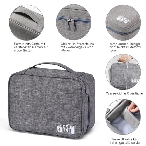 Megcdtr Electronic Organizer, Travel Cable Organiser Bag(Grey) — view 3