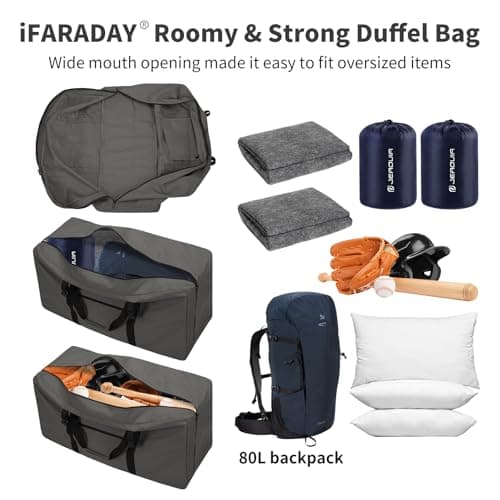 ZZY 110L Extra Large Duffle Bag Lightweight Oversized Foldable Holdall Storage Bag for Travel, Outdoor, Camping, Sport Grey — view 4