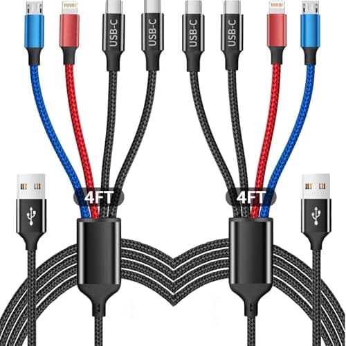 Multi Charging Cable(2Pack 4FT),Charging Cord for iPhone,Samsung