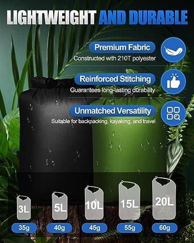 Victoper Waterproof Dry Bag Set 5Pcs, Lightweight Large Capacity Ripstop Dry Bags Waterproof in 3L 5L 10L 15L 20L Organizer Storage Bags for Outdoor Hiking Camping Fishing Cycling (Dry Bag 5PCS) — view 4