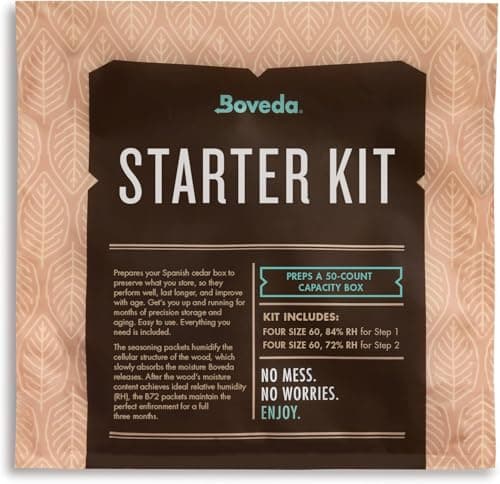 Boveda Starter Kit Bundle: Season a Wood Storage Box Plus Maintain Humidity with 2-Way Humidity Control | Includes (2) Each Size 60 Boveda 84% & 72% | 1-Count — view 2