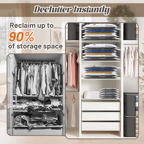 Vacuum Seal Bags for Travel with Rechargeable Pump, 9 Pack Carry on Compression Packing Bags for Luggage, Backpack and Suitcase, Space Saver Storage Organizer for Clothing Clothes — view 6