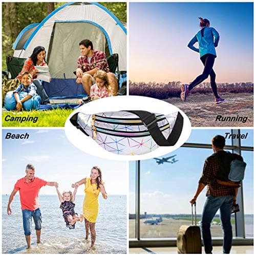 flintronic Waist Bag, Holographic Fanny Pack with PU Leather, Shiny Belt Bag Festival Rave Bumbags for Ladies Travel Party Sports Running Hiking(Silver)(1 Business Card Holder Include) — view 6