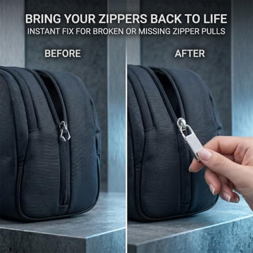 8 Pack Instant Clip-on Zipper Pulls, 2 Sizes No-Tool Slim Hook Replacement for Mini Micro Holes, Detachable Metal Zip Pull Tabs for Luggage Suitcase Jacket Purse, Black & Silver — view 5