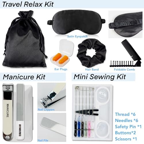 Travel Kit For Wedding And Honeymoon Emergency 32 Essential Items All In One Personal Care Set Toiletry Kit For Couples (Black) — view 5