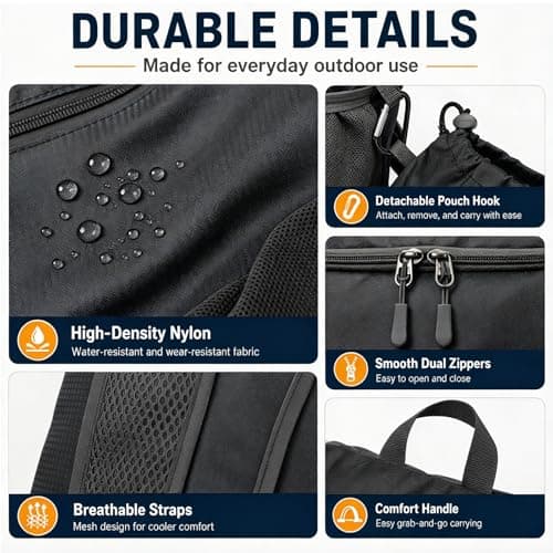NWDEY Lightweight Foldable Backpack, Waterproof Small Rucksack with Flip Top Main Compartment, 160g Packable Casual Daypack for Men Women Kids, Perfect for Hiking Camping Travel Cycling (Black) — view 3