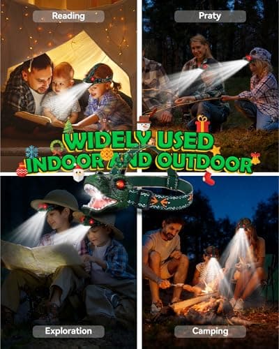 Gofimyee Dinosaur Headlamp for Kids, Led Head Torch with Roar & Silent Mode — view 6
