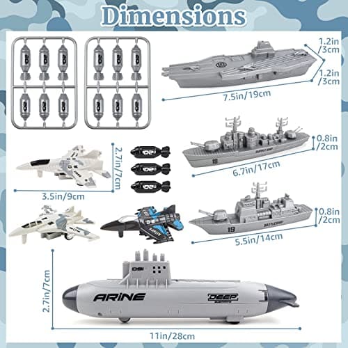 deAO Kids Army Toys, Aircraft Carrier Military Battleship Submarine Playset — view 4