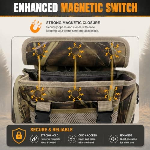 HUNTPAL Binocular Chest Pack Harness Case with Rangefinder Pocket, Convenient Magnetic Lid and Elastic Strap, Water-Resistant Bino Bag with Storage Pouch and Zipper Closure, Fit for Birdwatching — view 5