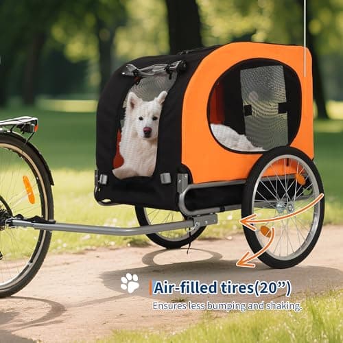 Orange Dog Bike Trailer Foldable Pet Carrier Cart for Travel — view 6