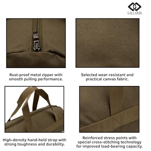 Premium Heavy Duty Canvas Tool Bag-Small Cylindrical Duffle Design for Essential Hand Tools-Durable Construction with Reinforcement-Wide Mouth for Easy Access (Light Brown) — view 6