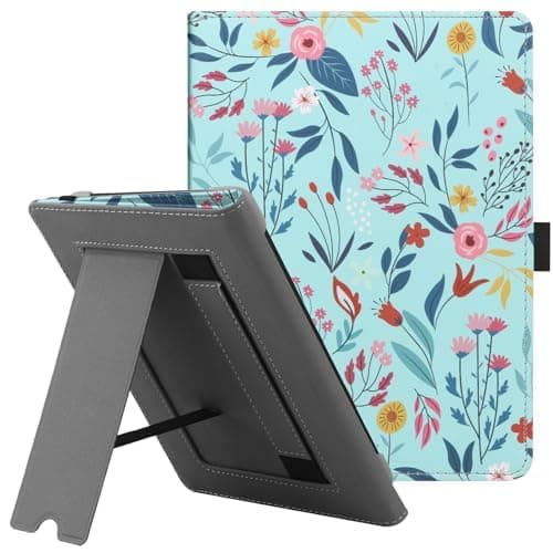 HGWALP Universal Stand Case for 6/6.8/7 inch paperwhite, PU Leather Stand Cover with Handstrap Compatible with All 6" 6.8" 7" Kindle Paperwhite/Colorsoft/Kobo/Pocketook/Sony eReaders-Spring Bloom — view 3