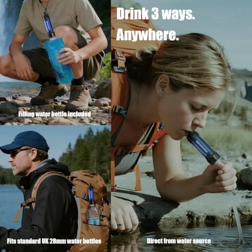 Water Filter Straw 5-Pack 0.01 Micron Personal Survival Filtration for Camping Hiking Backpacking Travel Emergency, Ideal for Groups, with Pouch Straw & Plunger, Fits UK Bottles by Advenlution — view 6