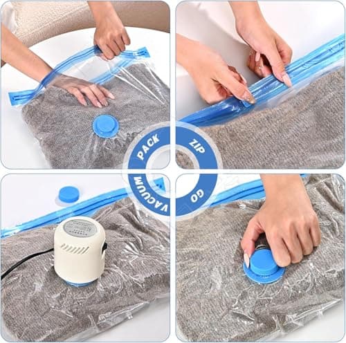 QH7 Small Vacuum Storage Bags,Space Saver Bags for Travel and Home Reusable Vacuum Storage Bags Save 80% More Storage Space Work with Vacuum Cleaner — view 4
