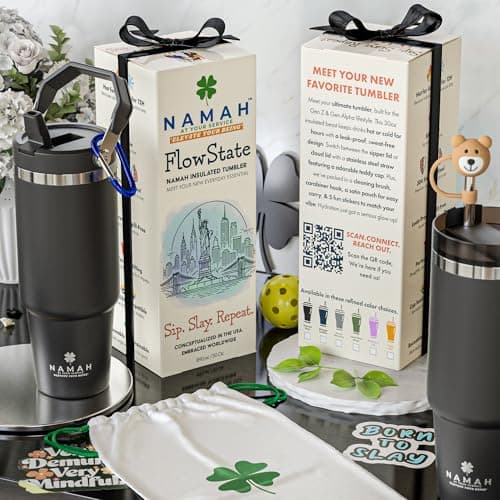 Namah® 890ML Stainless Steel Insulated Water Bottle with Straw, Double Wall Vacuum Insulated Travel Mug, Reusable Hot & Cold Drinks Bottle for Office, Gym, Travel, Hiking & Everyday Hydration — view 5