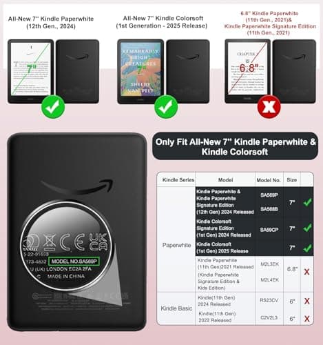 MoKo Magnetic Case for 7" Kindle Paperwhite 12th Gen& Colorsoft, Pink — view 2