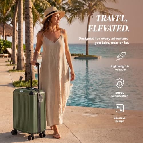LUGG 20 Inch Sky Rover Carry On Suitcase - Lightweight ABS Hard Shell Cabin Luggage with TSA Lock, 4 Spinner Wheels, Water Resistant, EasyJet Overhead Size 55x35x23cm, 5 Year Warranty — view 2