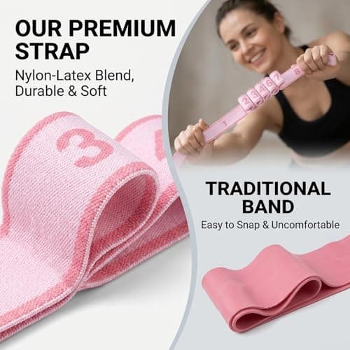 Yxelydriail 2 Pcs Fitness Resistance Bands,Elastic Yoga Straps for Stretching Equipment with 8 Loops, Stretch Bands for Exercise Pilates, Gymnastics Training, Fitness Resistance (Blue+Pink) — view 6