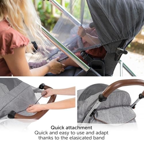 Zamboo Universal Mosquito Net for Pushchair, Pram, Buggy, Carrycot and Travel Cot | Washable and Durable Fine Mesh Insect Protection Netting - Grey — view 4