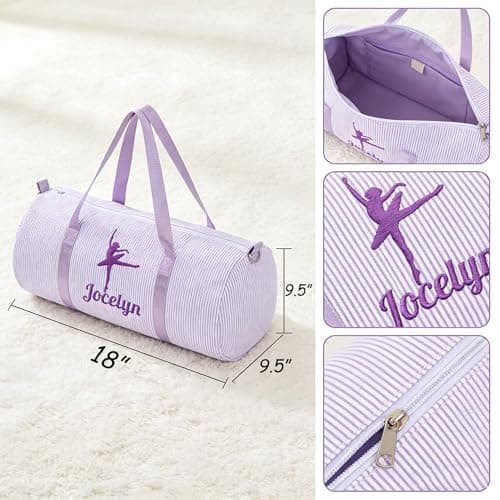 Personalised Toddler Dance Duffle Bag with Embroidered Name Custom Travel Bag Customized Ballet Weekend Gym Camping Overnight Bag (Pink) — view 2