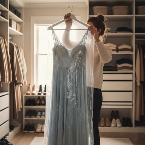 10Pcs Dry Cleaner Bags Plastic Clear Dress Bag 60x180 cm Long Dry Cleaning Bag for Clothes, Plastic Garment Bags for Hanging Clothes, Long Dresses, Suits, Gowns, Dance Costumes — view 3