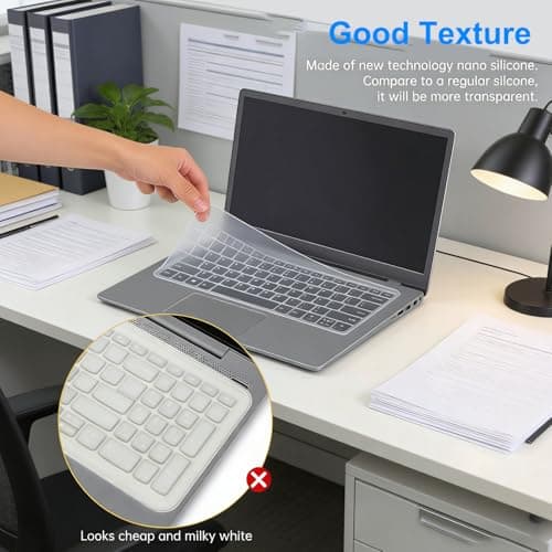 Hopzab Universal Silicone Laptop Keyboard Protector Skin, Ultra-Thin Transparent Waterproof Dustproof Cover for Notebooks with Numeric Keypad, Enhanced Typing Experience — view 6
