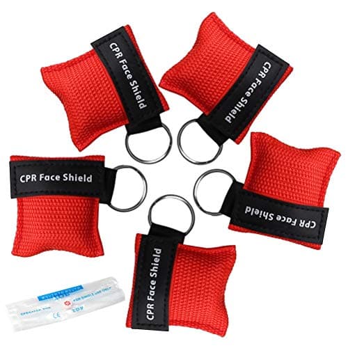 kuou 5 Pcs CPR Mask Keychain Ring, Emergency Kit Face Shield