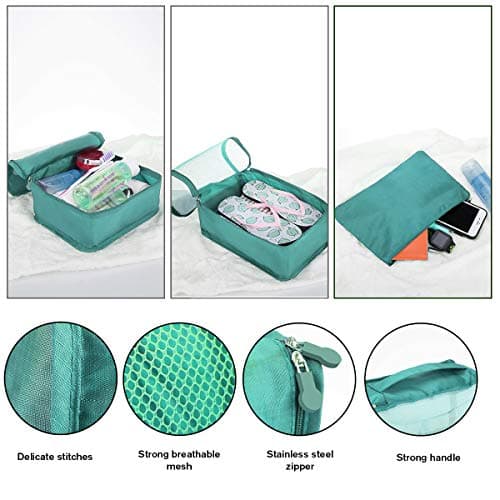 12 PCS Large Packing Cubes for Suitcases Various Sizes Suitcase Organiser Bags Lightweight Waterproof Luggage Organiser Bags (12, Sky Blue) — view 3
