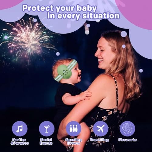 YANKUIRUI Baby Ear Defenders - Noise Cancelling Baby Headphones for 0-36 Months, SNR 25dB - Lightweight Over-Ear Design with Soft Headband and Cushion Cups Green — view 5