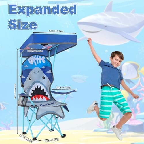 Meng Jiaran Kids Folding Camping Chair with Canopy, Blue — view 2