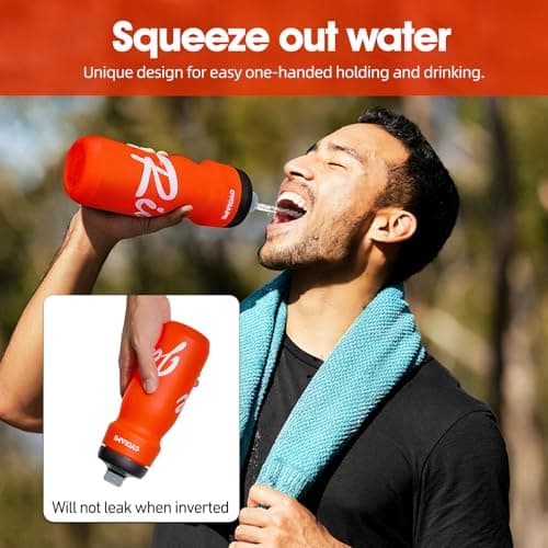 Bicycle Water Bottles, 650 ml, Lightweight, BPA-Free, Leak-Proof, Squeeze Cycling Bottle for Cycling, Fitness, Hiking, Swimming (Orange) — view 4