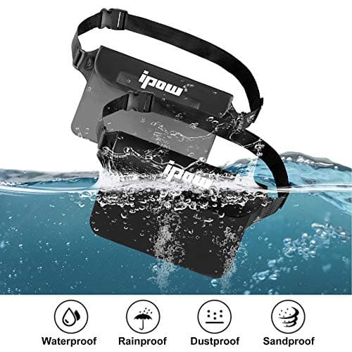 ipow Waterproof Pouch Bag Case with Adjustable Waist Strap [2 Pack] Transparent Screen Touchable for Beach, Swimming, Boating, Fishing, Hiking - Keep Your Phone and Valuables Safe and Dry — view 2