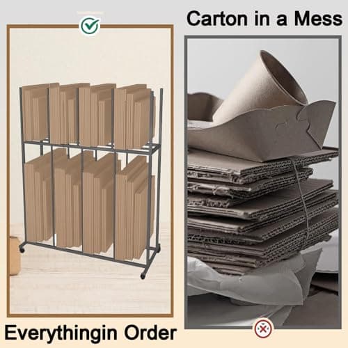 HDYZJQ Carton Storage Rack with Caster Wheels, Carbon Steel Organizer Stand/Utility Cart, for Cardboard/Panel/Packing Box, Portable Utility Cart(Hold 100-150 Pcs) — view 5