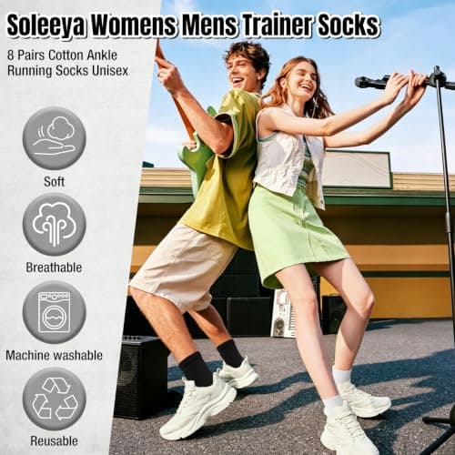 Soleeya 8 Pairs Ankle Socks Men Women UK 6-9, Multipack Running Socks — view 3
