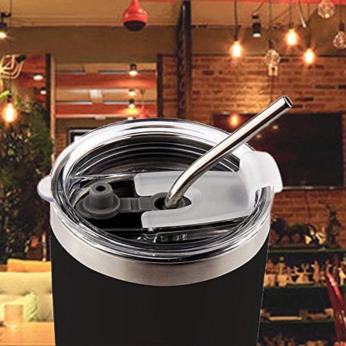 Sivaphe Travel Mug with Straw, Insulated Beer Drinking Glasses Tumbler Stainless Steel Men Camping Coffee Cup Double Wall Vacuum Stemless 20OZ / 550ML Black — view 4