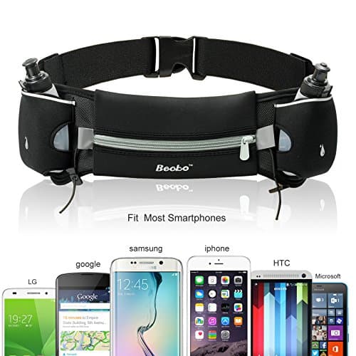 Becko Lightweight & Durable Running Belt - Waist Pack for Men & Women - Cycling, Walking, Running, Sports (Hydration/Black-Green) — view 6