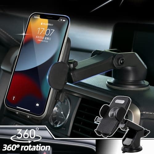 XUKEY Car Phone Holder, Adjustable Air Vent Car Phone Mount 360° Rotation for Dashboard/Windscreen, for iPhone 4.0''-6.4'' Carbon Fiber Black — view 2
