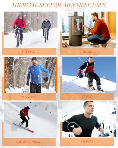 Hicarer 6 Pack Thermal Underwear for Men Fleece Lined Hunting Gear Set Base Layer Bottom Top for Cold Winter Weather, Vivid Color, XL — view 6