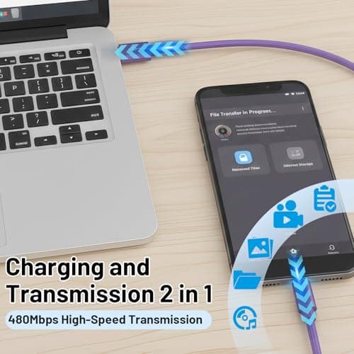 USB to USB C Cable 5 Pack USB A to USB C Fast Charging Nylon Braided Cables — view 6