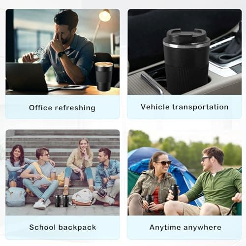 Senshuomy Travel Mug, Insulated Coffee Cup with Leakproof Lid (Black 380ml) — view 5
